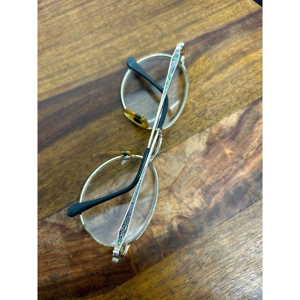 Vintage‎ Multicolor/Gold Savvy Unique Round Metal Scrollwork Frame Eyeglasses - Picture 6 of 9